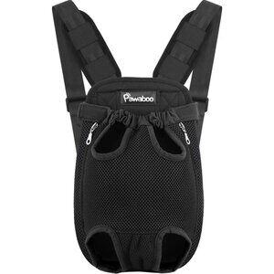 Pawaboo Size L 12-16 lb Front Backpack DOG Carrier in Black Mesh